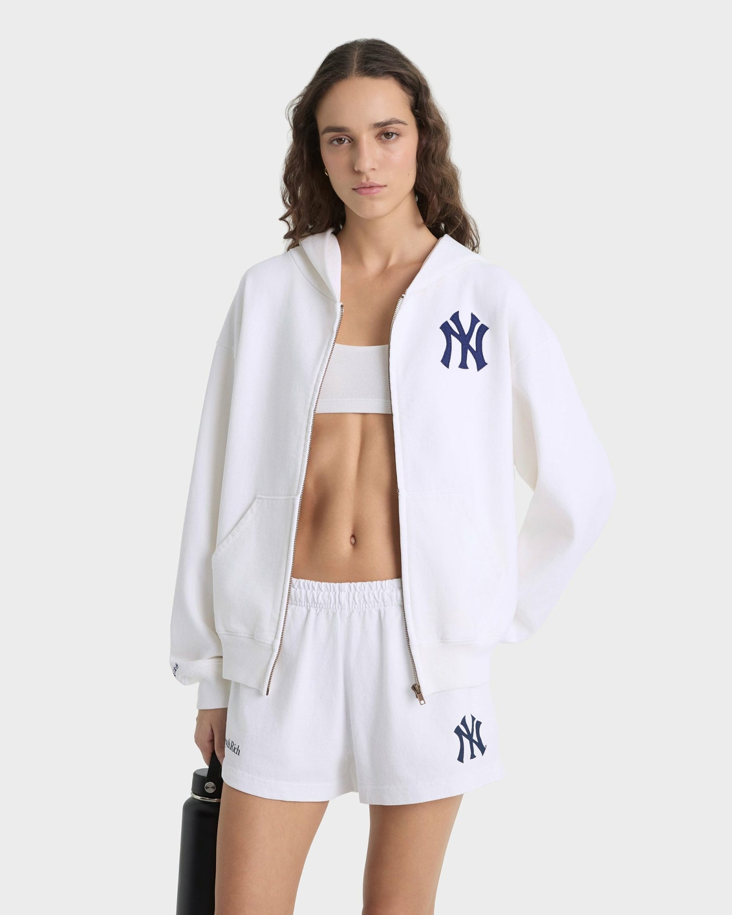 Heritage Yankees Serif Zip Hoodie - White/Navy