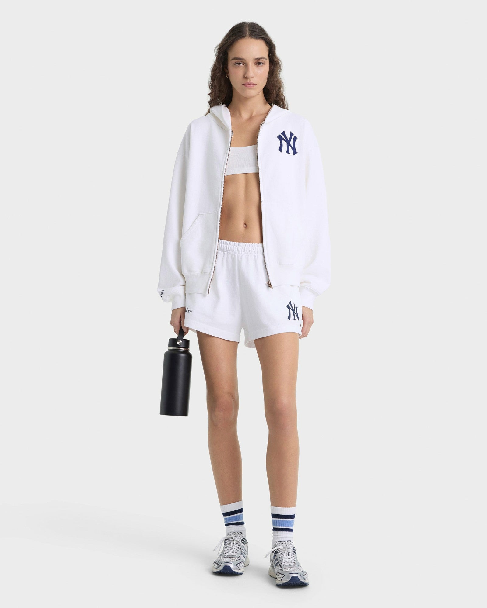 Heritage Yankees Serif Zip Hoodie - White/Navy