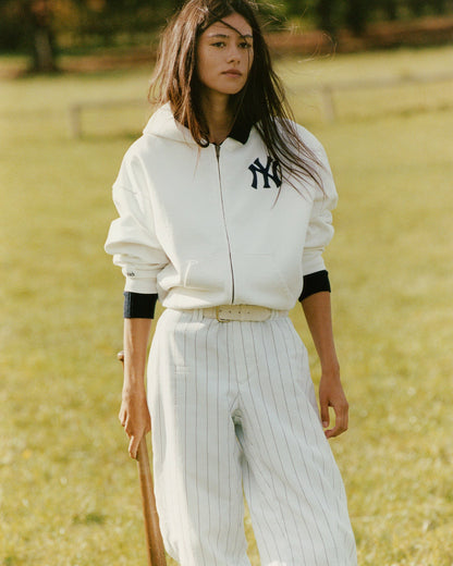 Heritage Yankees Serif Zip Hoodie - White/Navy