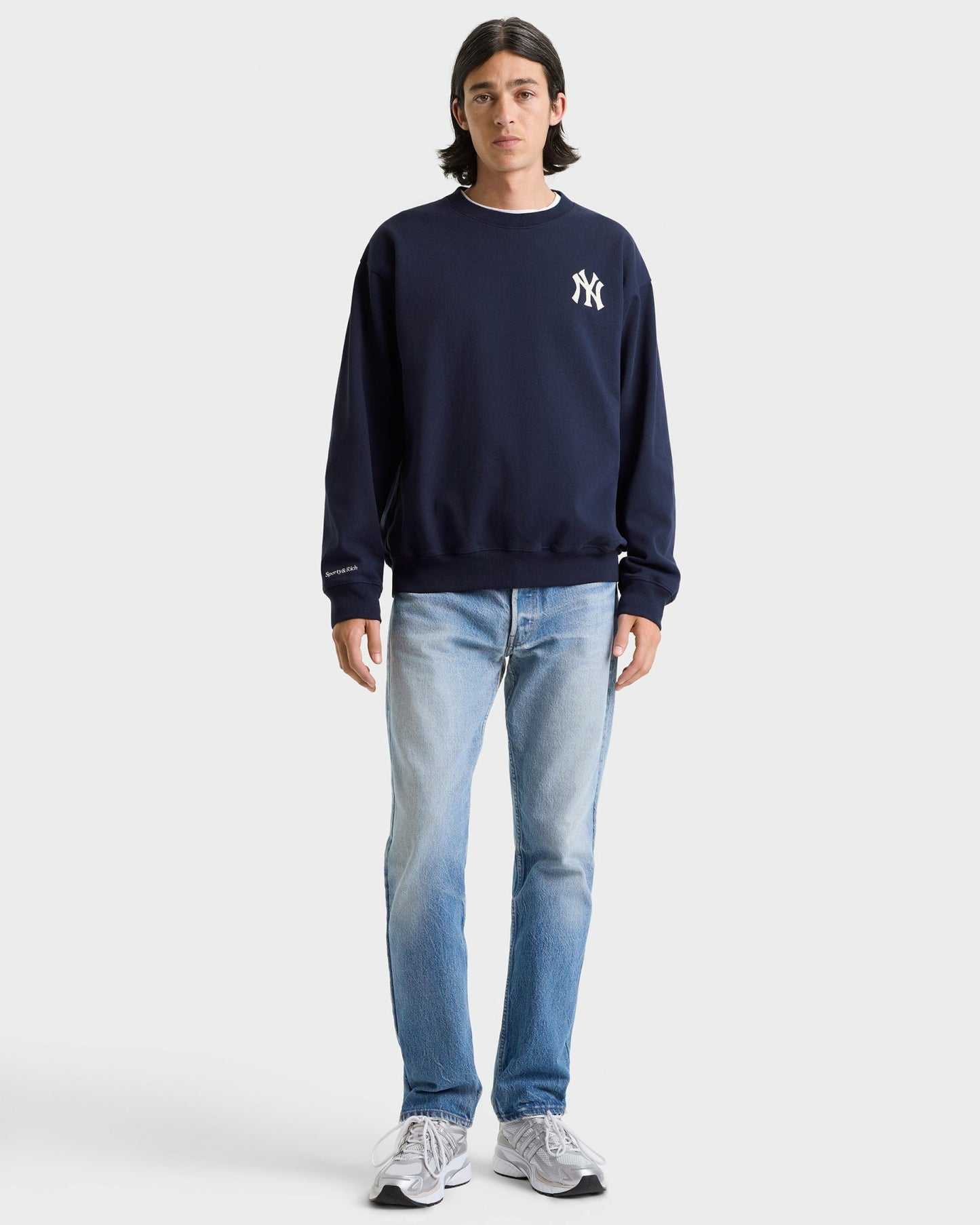 Heritage Yankees Serif Crewneck - Navy/White