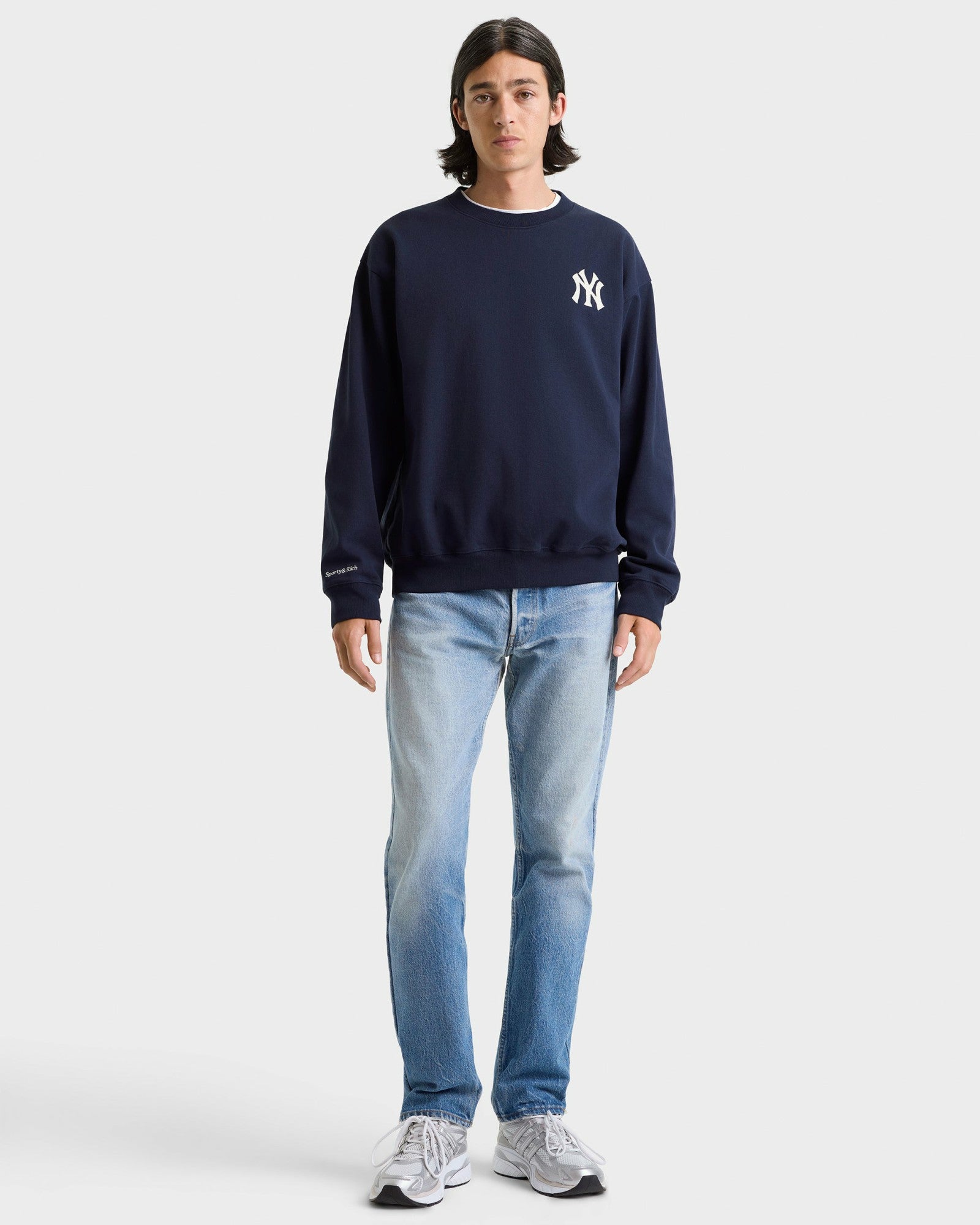 Heritage Yankees Serif Crewneck - Navy/White