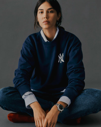 Yankees Serif Crewneck - Navy/White