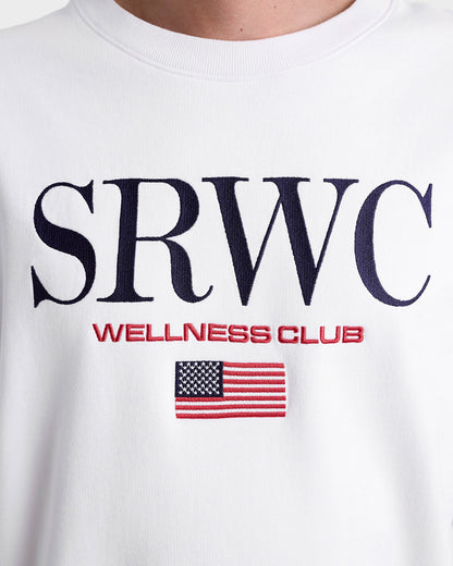 Nautical Embroidered Crewneck - White/Navy/Ruby