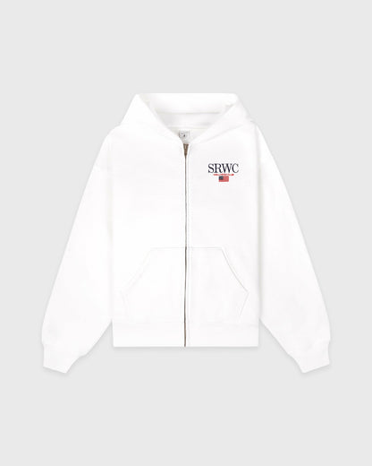 Nautical Embroidered Zip Hoodie - White