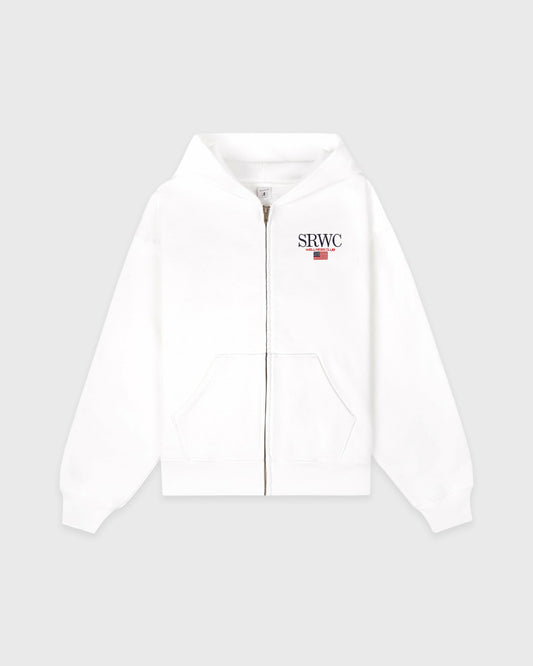 Nautical Embroidered Zip Hoodie - White
