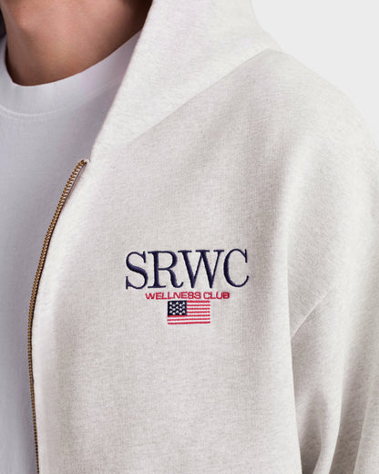Nautical Embroidered Zip Hoodie - Heather Gray/Navy