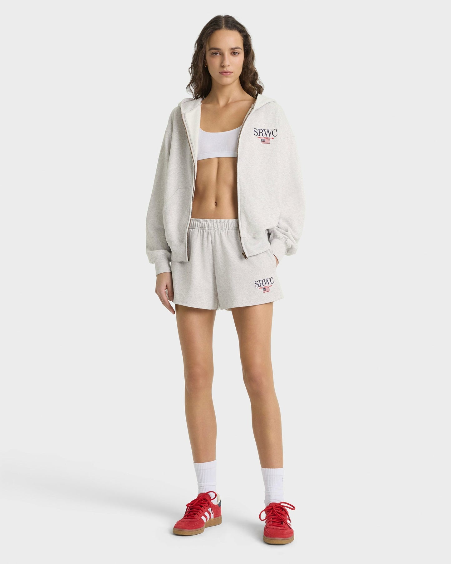 Nautical Embroidered Zip Hoodie - Heather Gray/Navy