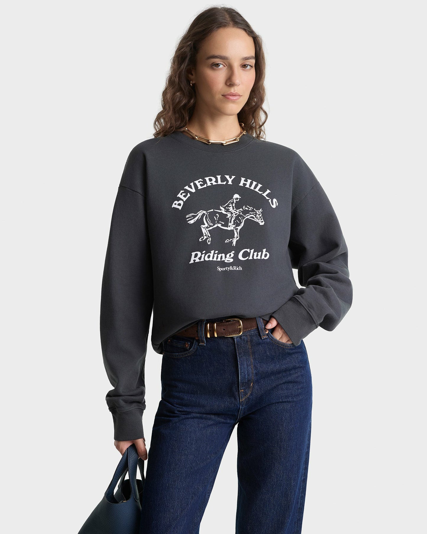 BH Riding Club Crewneck - Faded Black/White