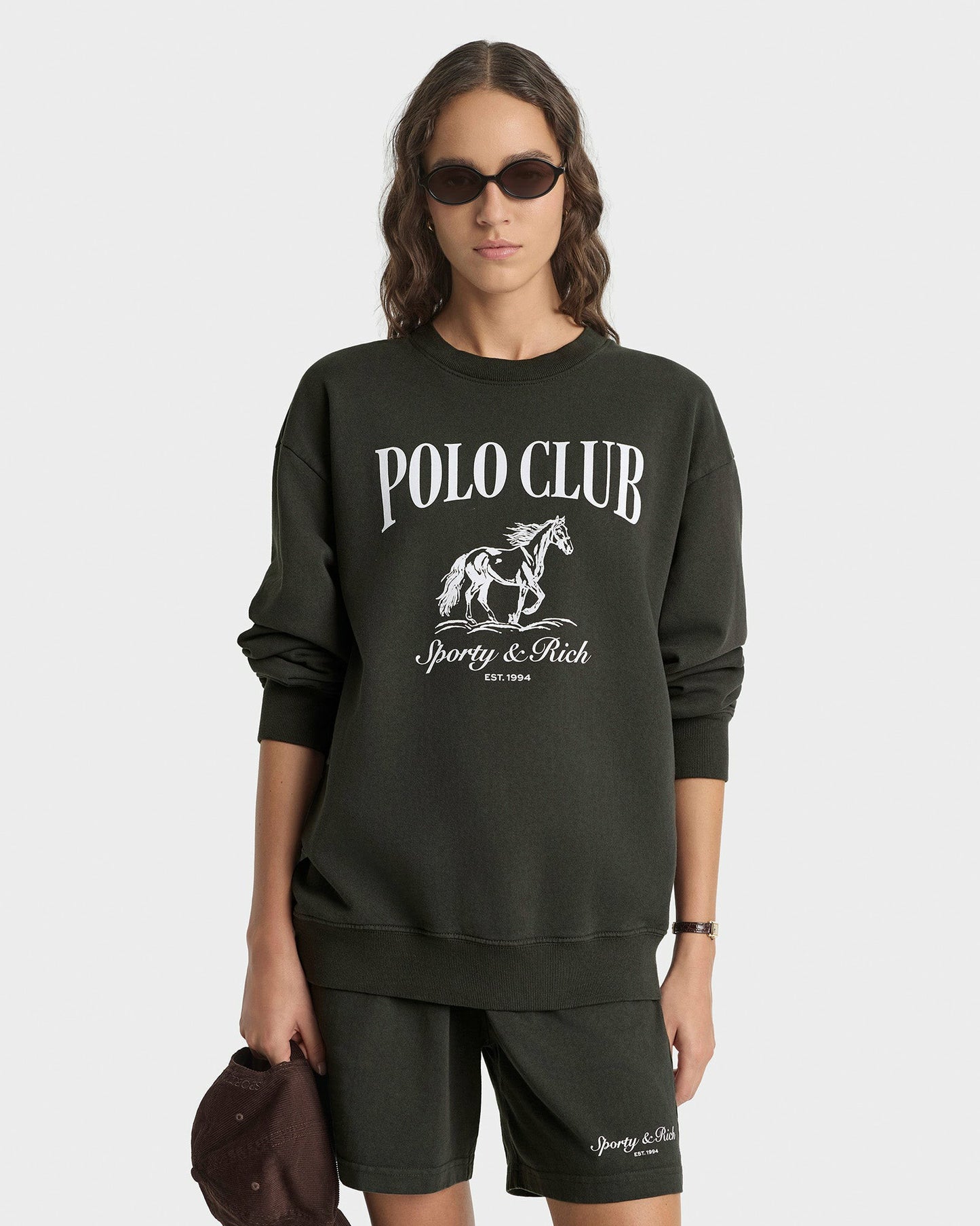 Stallion Crewneck - Faded Black/White