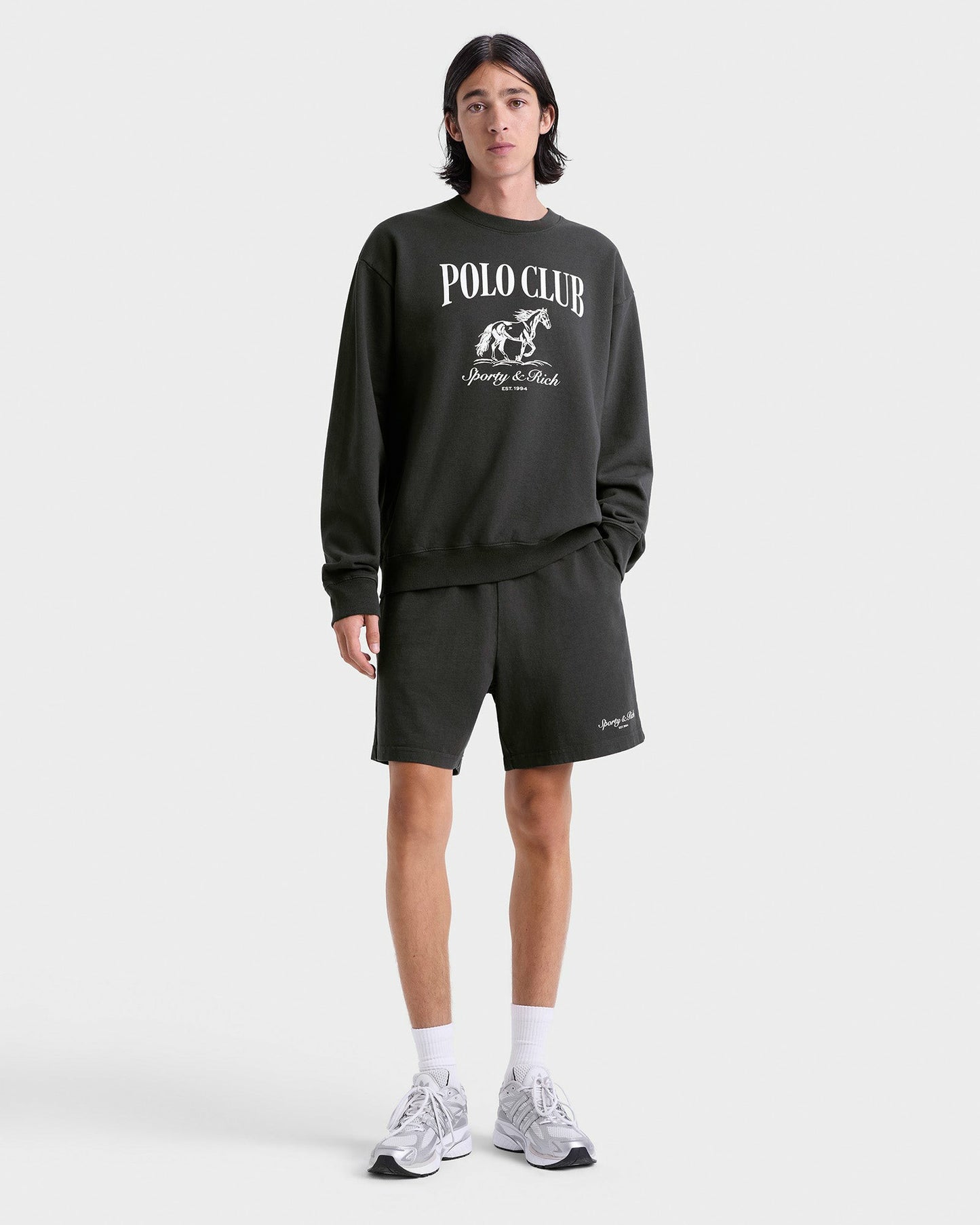 Stallion Crewneck - Faded Black/White