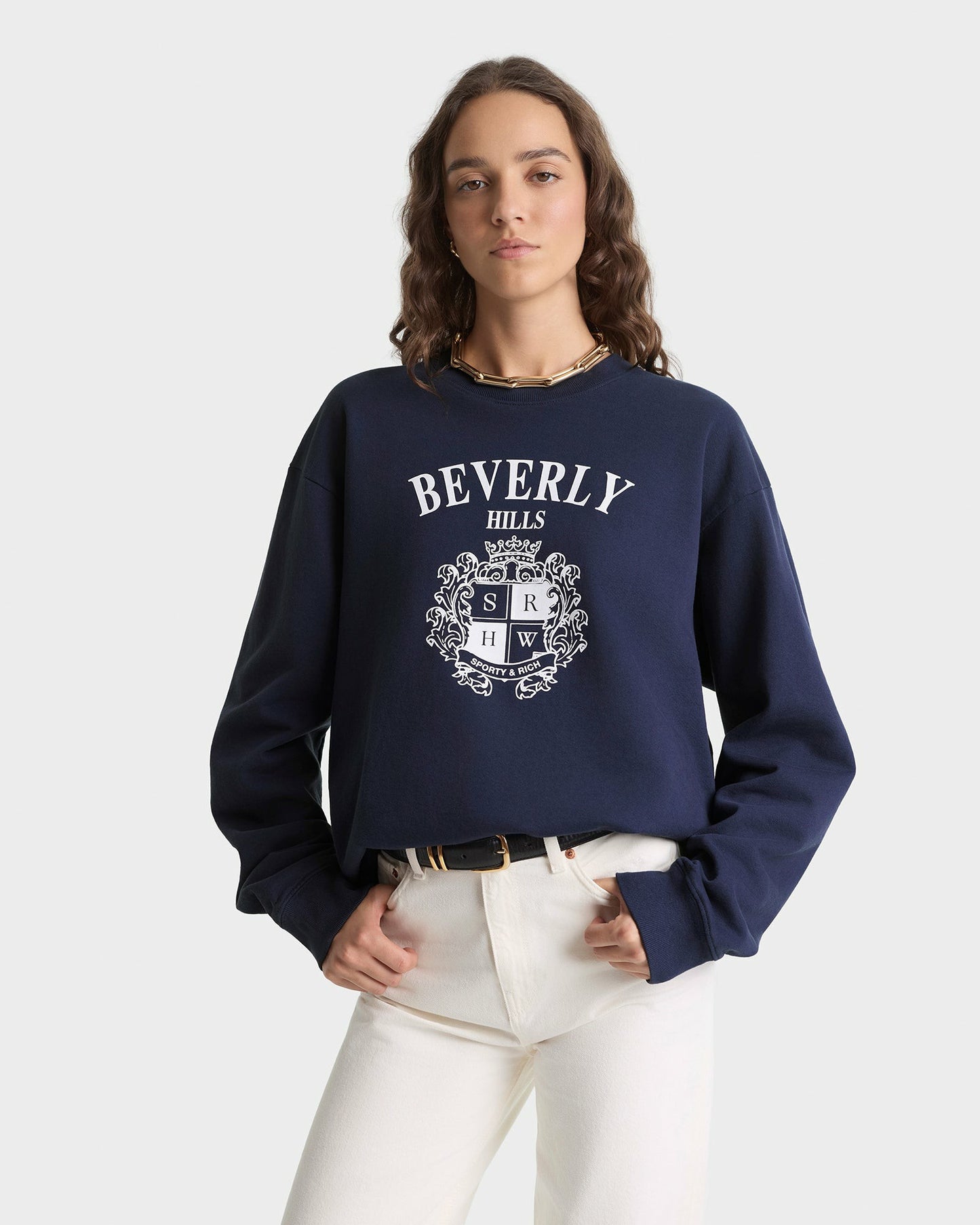 BH Crest Crewneck - Navy/White