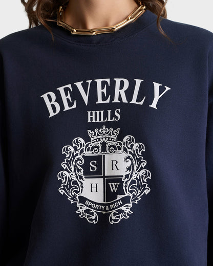 BH Crest Crewneck - Navy/White
