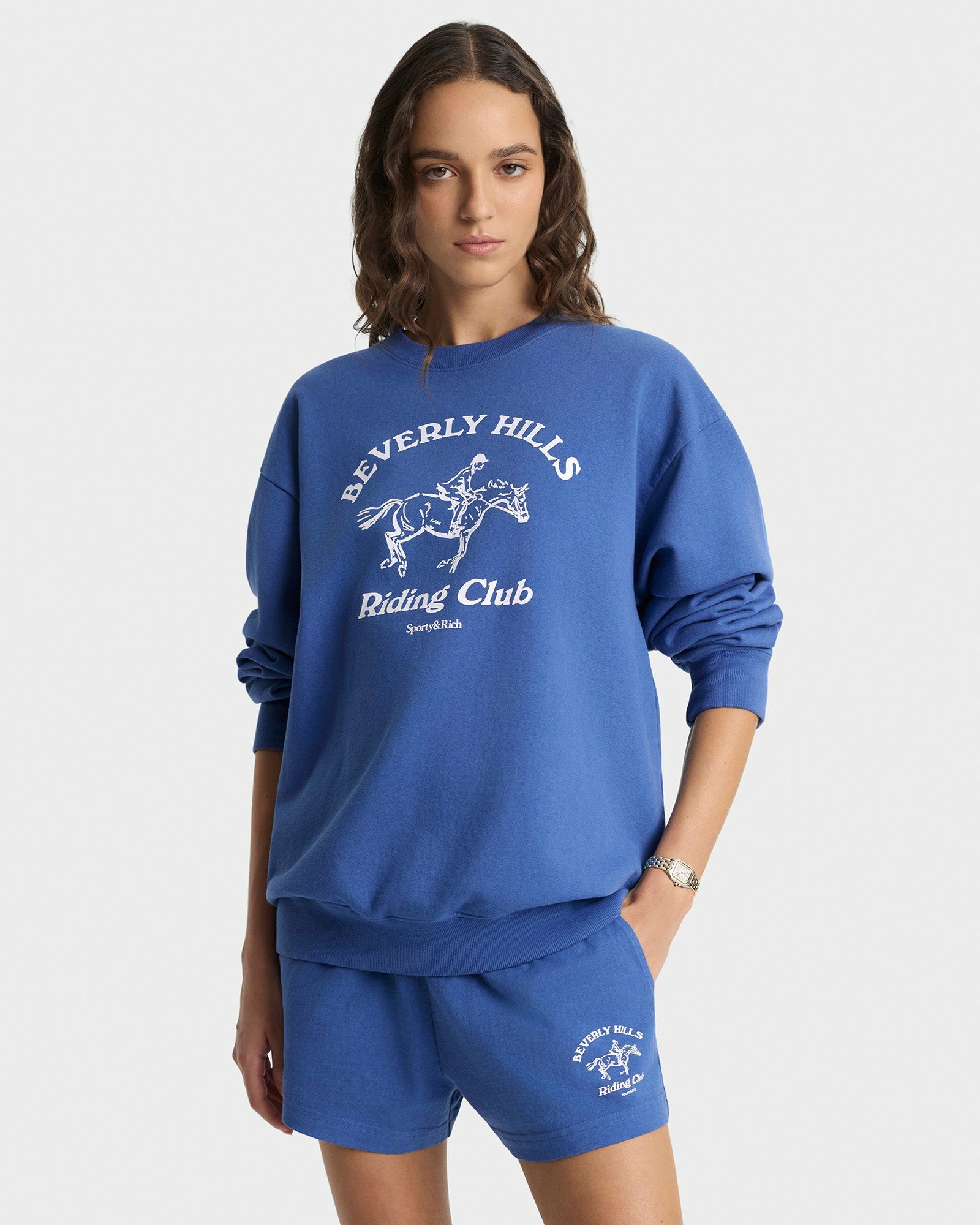 BH Riding Club Crewneck - Pier Blue/Ecru