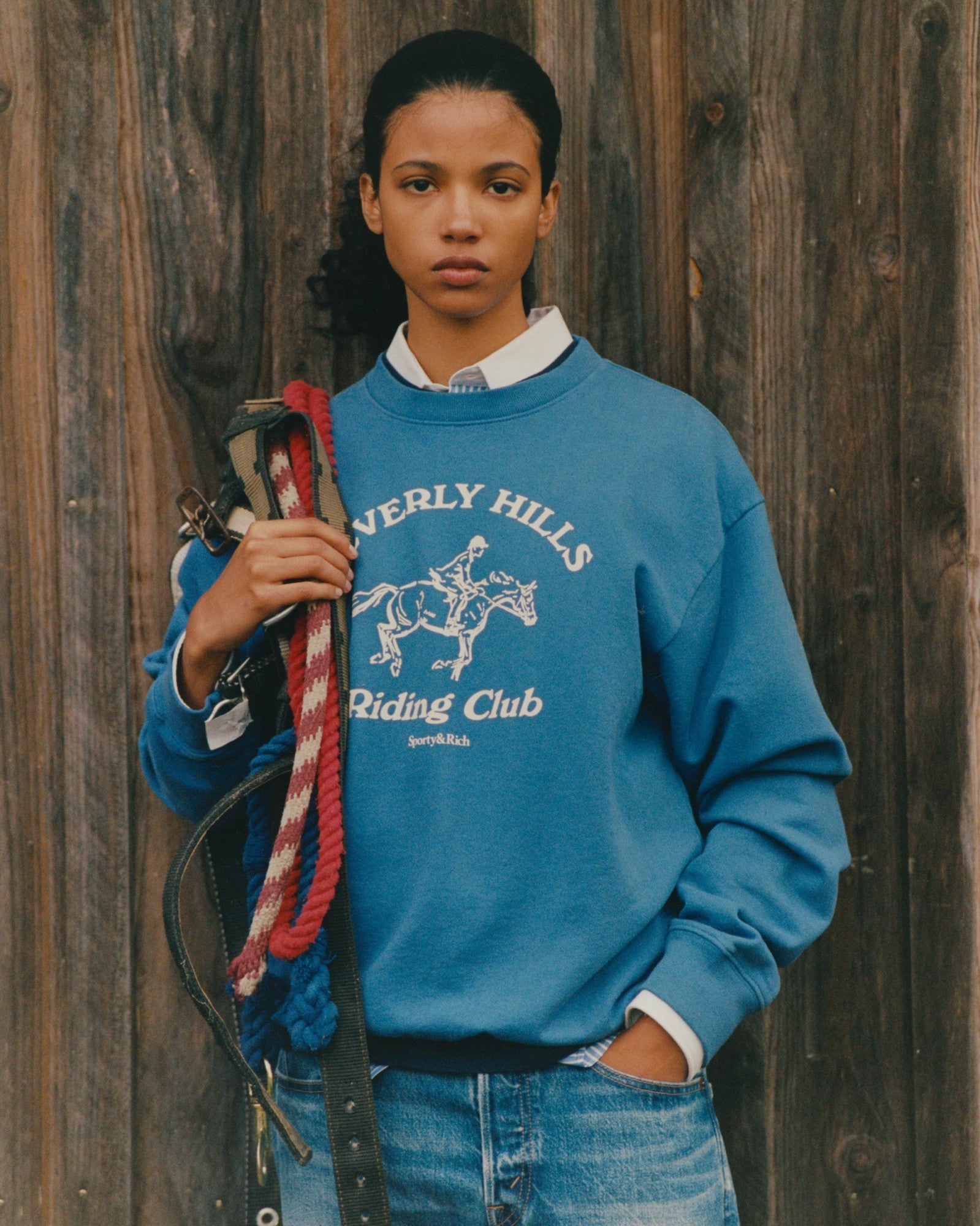 BH Riding Club Crewneck - Pier Blue/Ecru