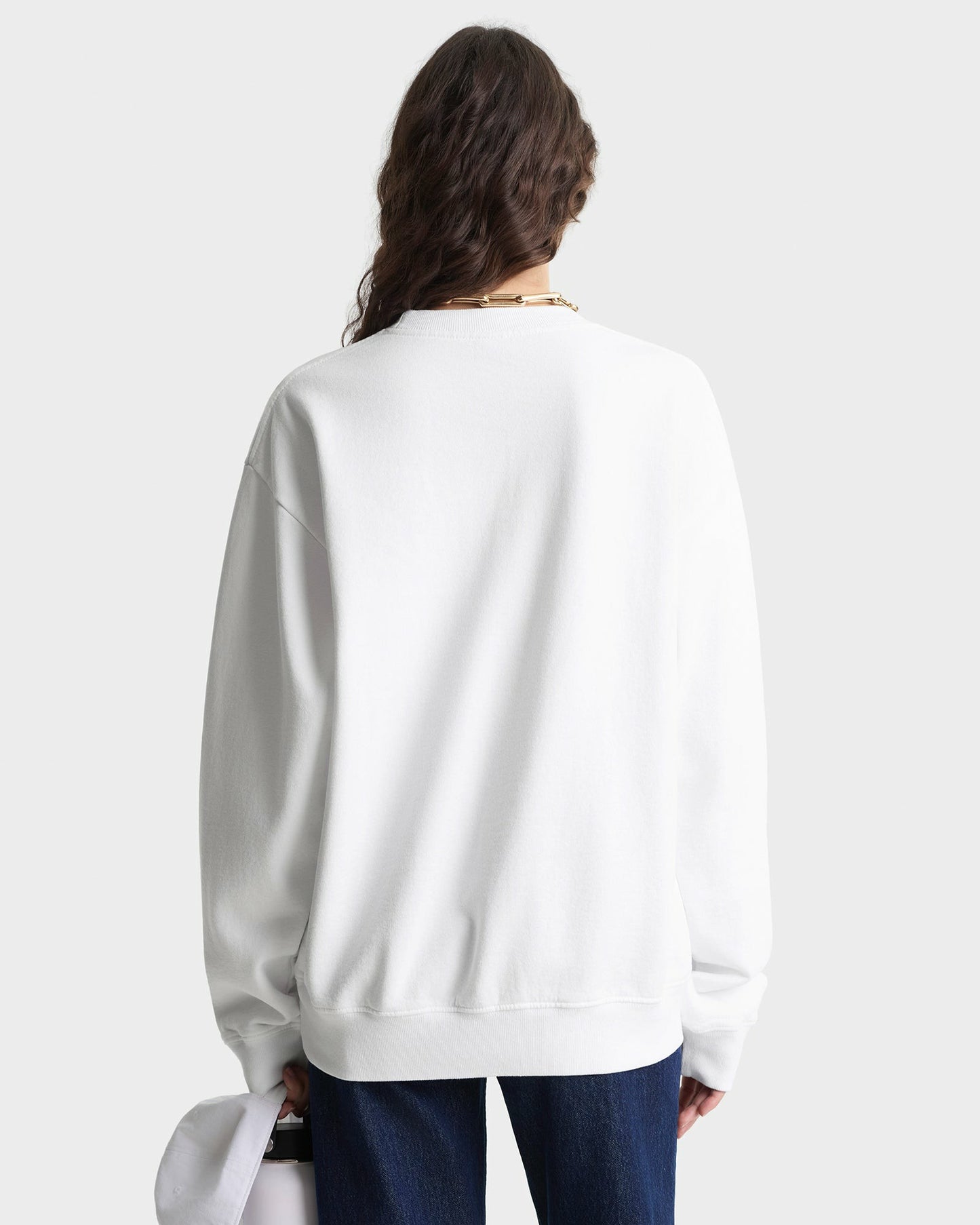 Beverly Script Crewneck - White/Ruby