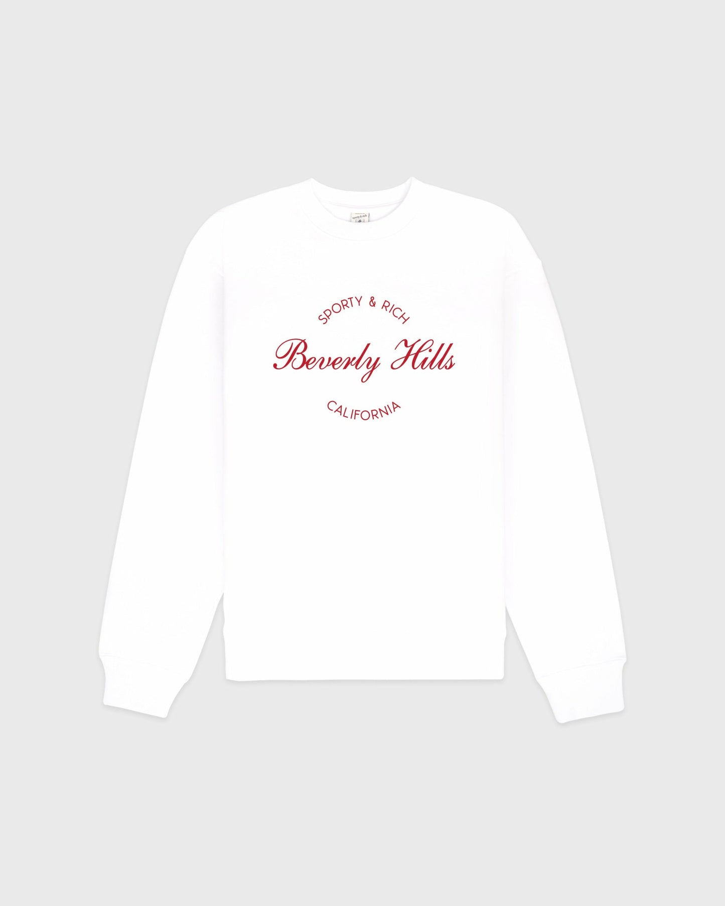 Beverly Script Crewneck - White/Ruby
