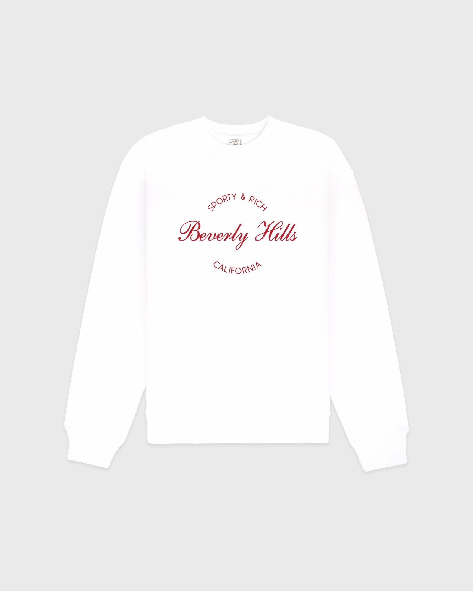 Beverly Script Crewneck - White/Ruby