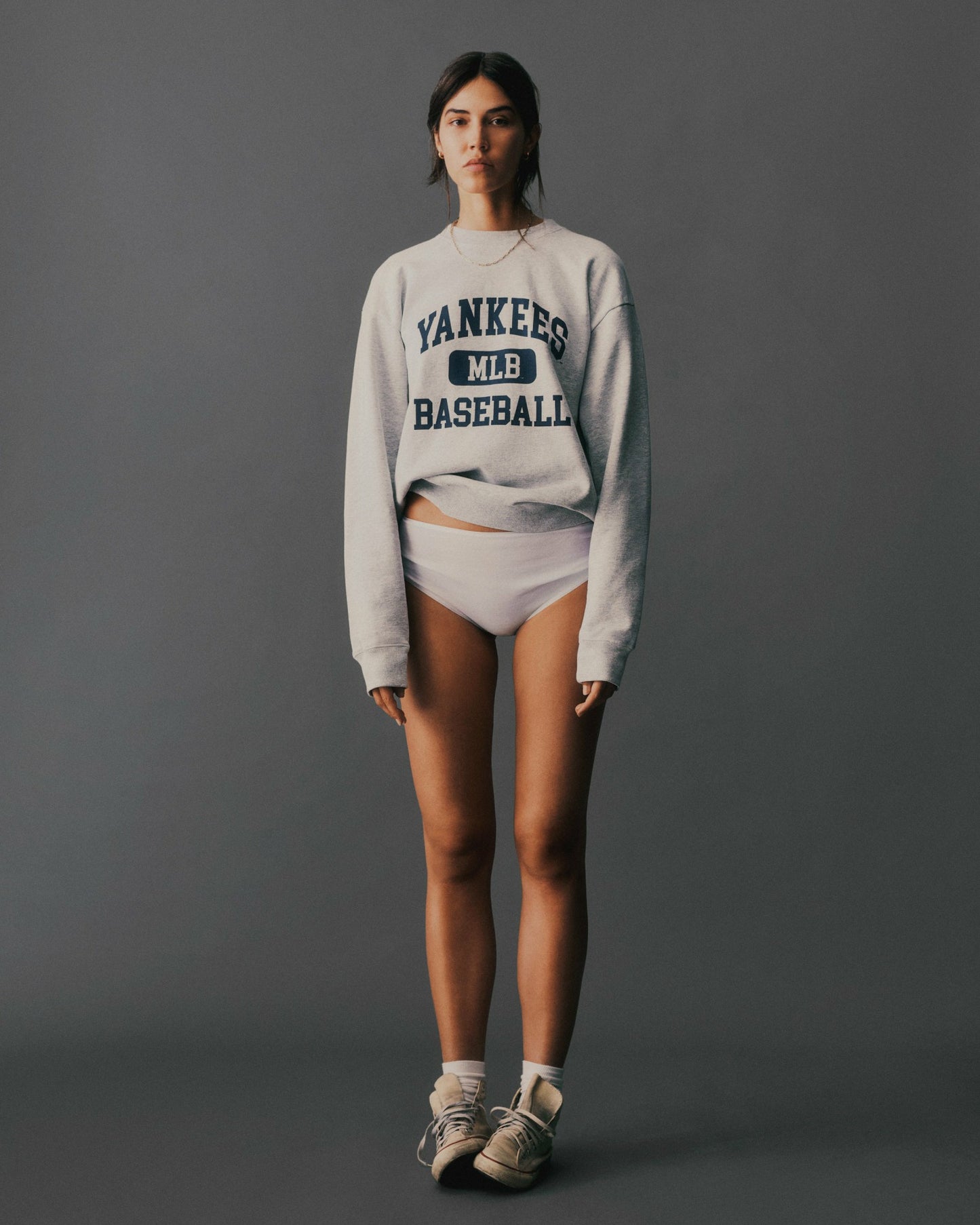 Yankees Ivy Crewneck - Heather Gray/Navy