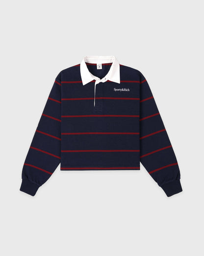 Serif Logo Rugby Polo - Navy/White/Merlot