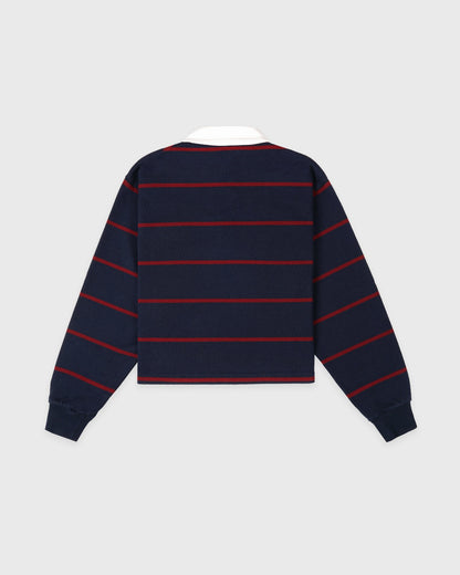 Serif Logo Rugby Polo - Navy/White/Merlot