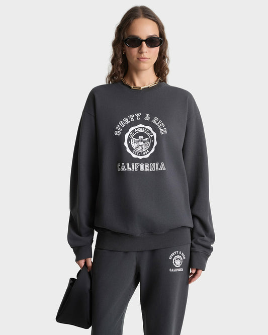 California Emblem Crewneck - Faded Black/White