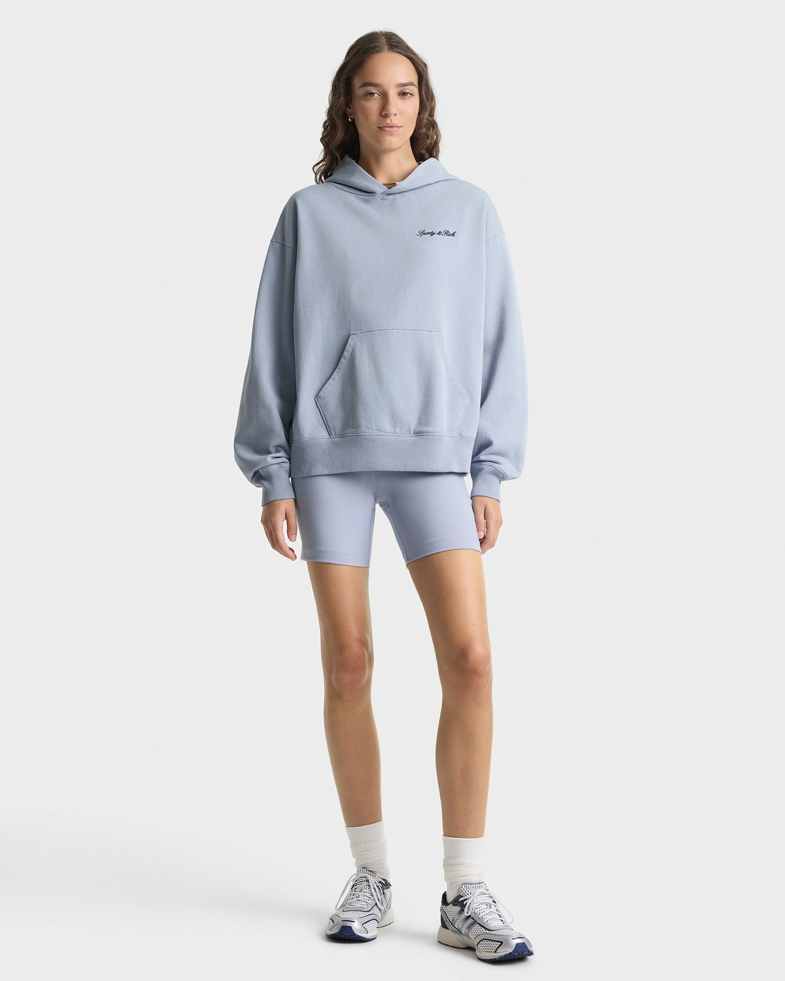 Signature Logo Embroidered Hoodie - Faded Blue/Navy