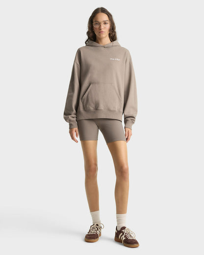 Signature Logo Embroidered Hoodie - Hazelnut/White