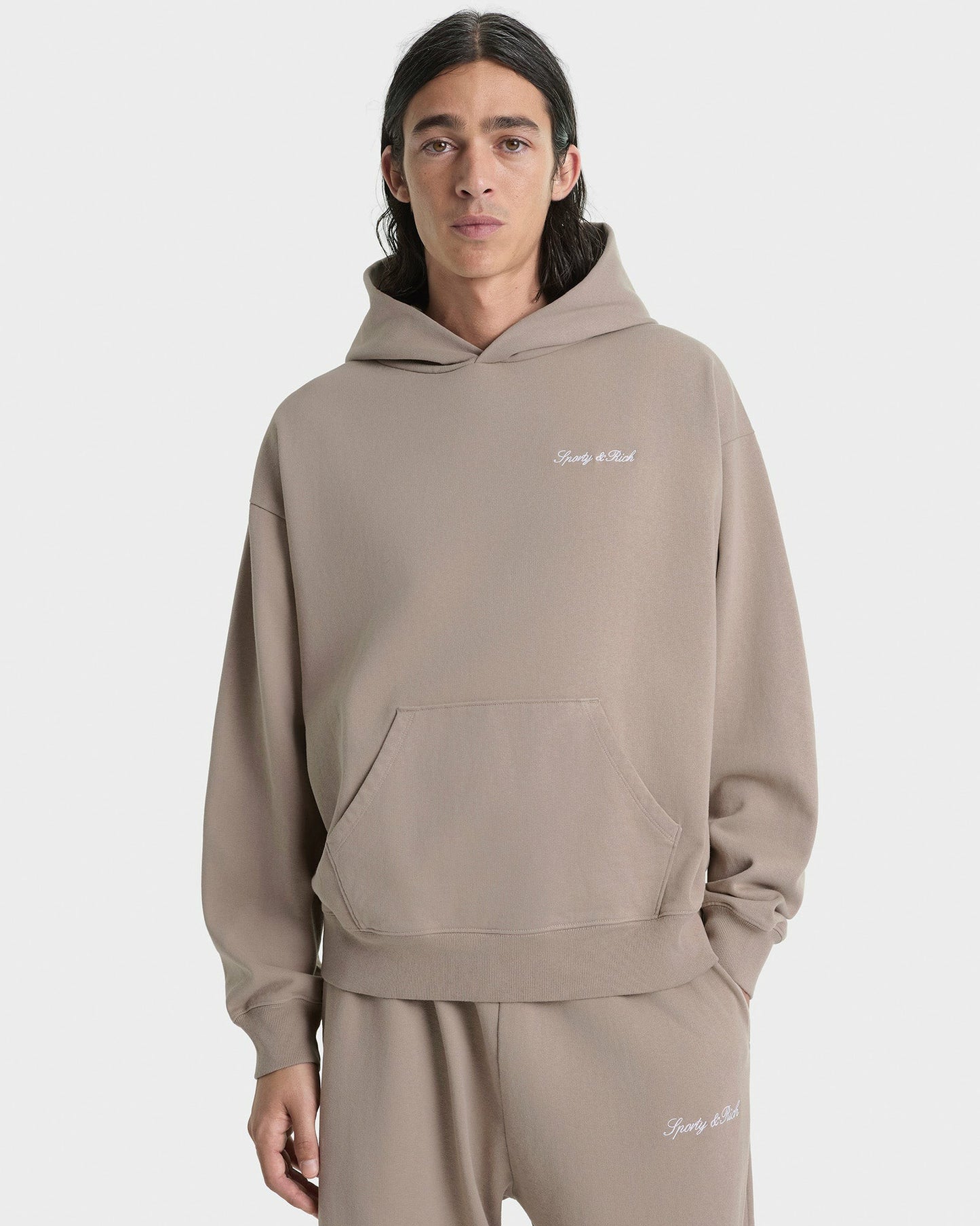 Signature Logo Embroidered Hoodie - Hazelnut/White