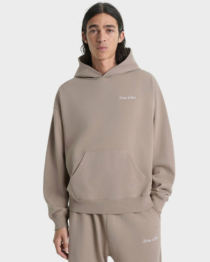 Signature Logo Embroidered Hoodie - Hazelnut/White