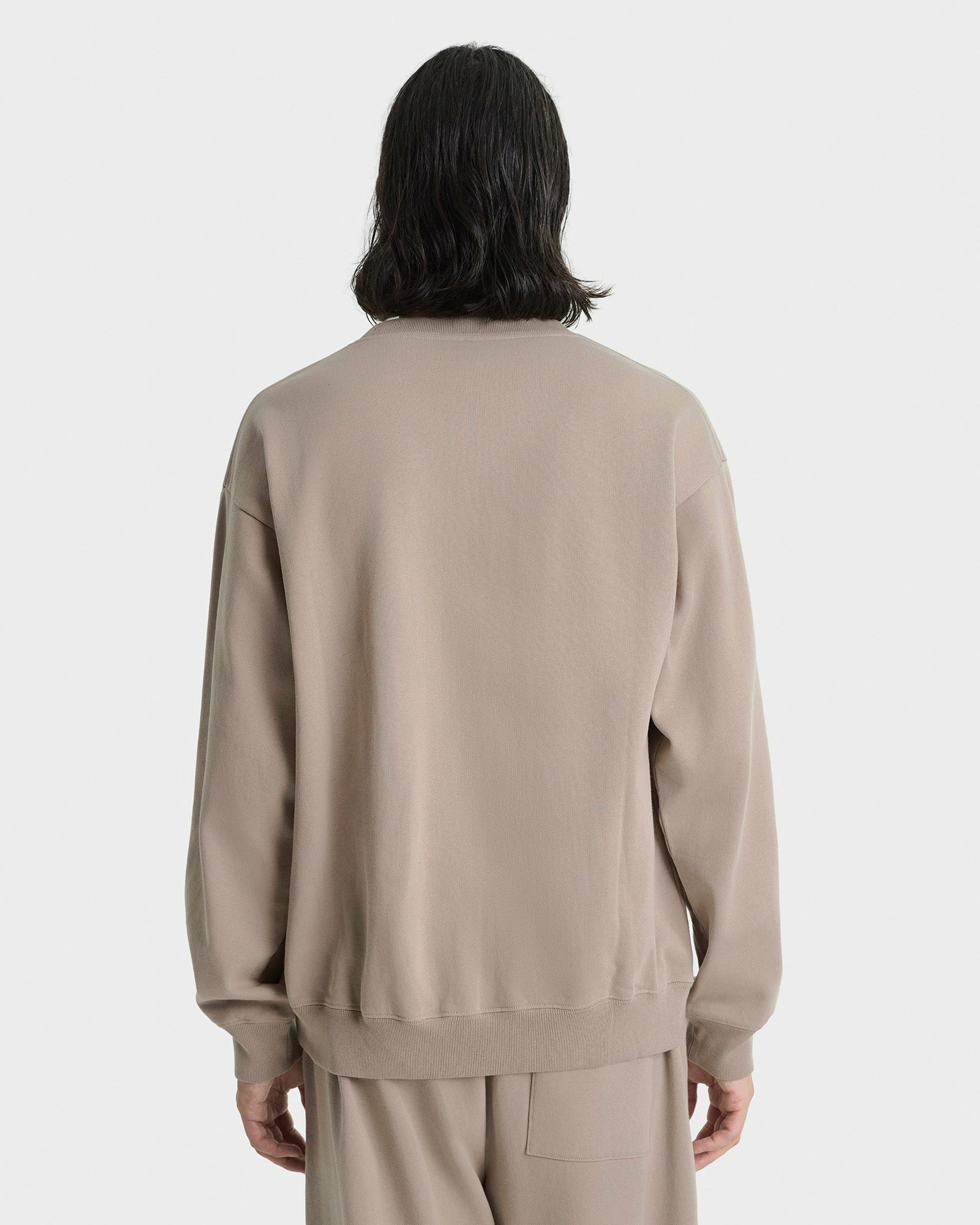 Signature Logo Embroidered Crewneck - Hazelnut/White