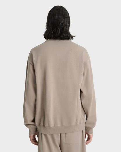 Signature Logo Embroidered Crewneck - Hazelnut/White