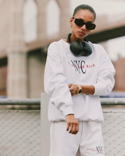 NY Minute Crewneck - White/Navy