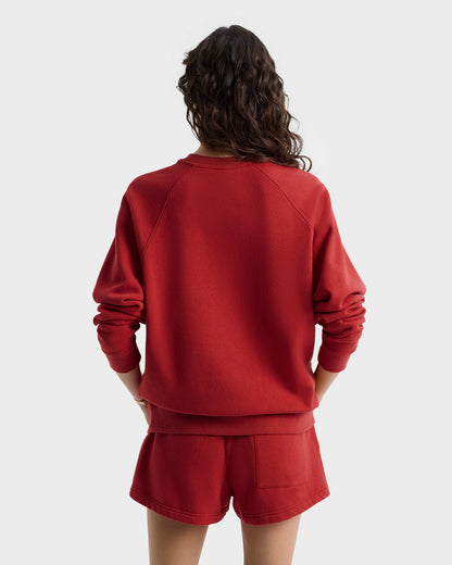 Beverly Hills Crest Soft Crewneck - Ruby