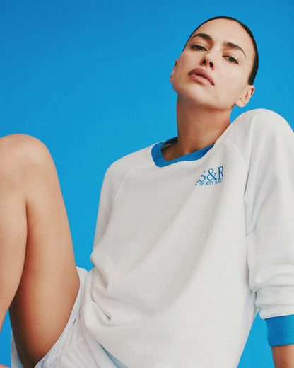 SR Runner Soft Crewneck - White/Team Blue