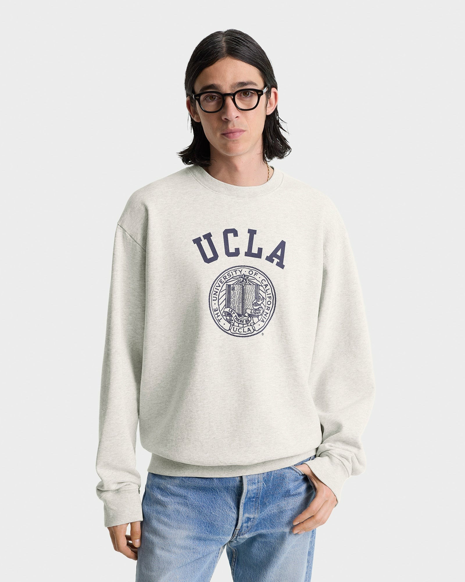 UCLA Crest Crewneck - Heather Gray/Navy