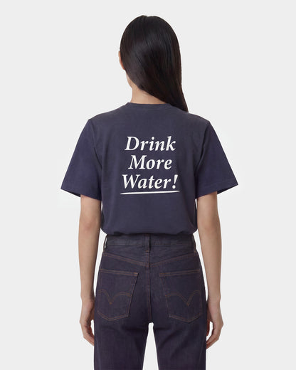 Drink More Water T-Shirt - Light Navy/White