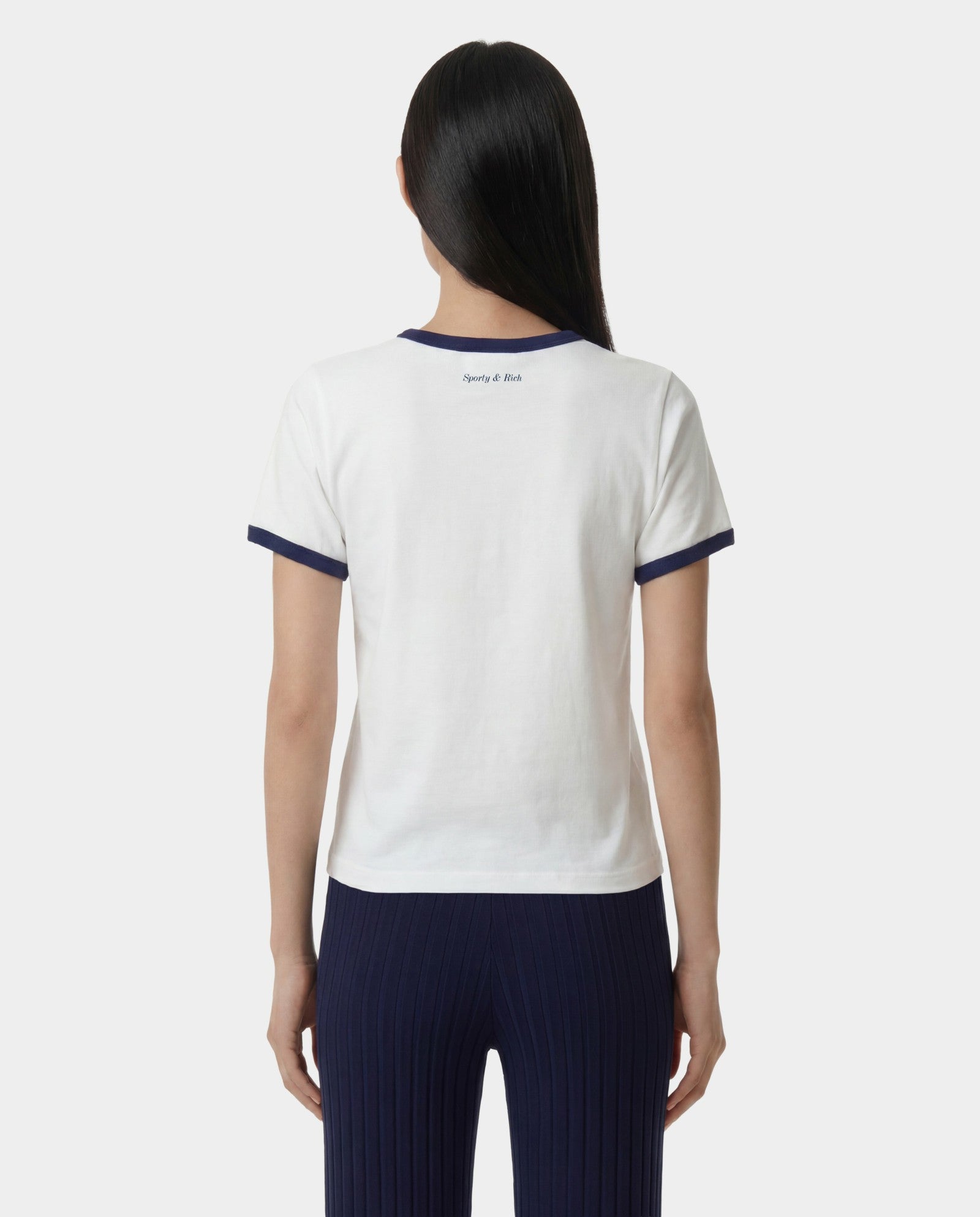 Be Nice Soft Ringer Tee - White/Light Navy