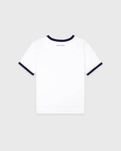 Be Nice Soft Ringer Tee - White/Light Navy