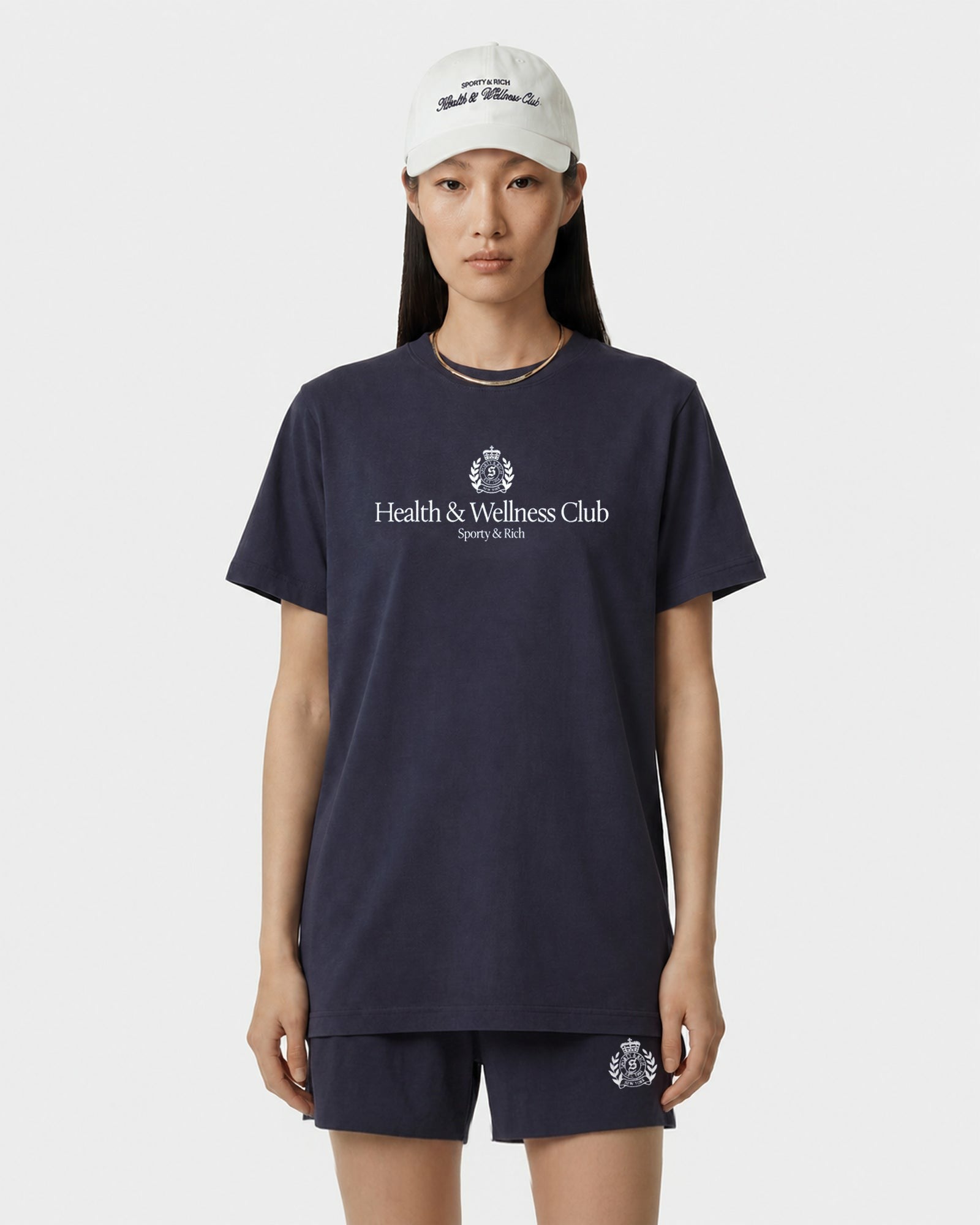 H&W Crest T-Shirt - Light Navy/White