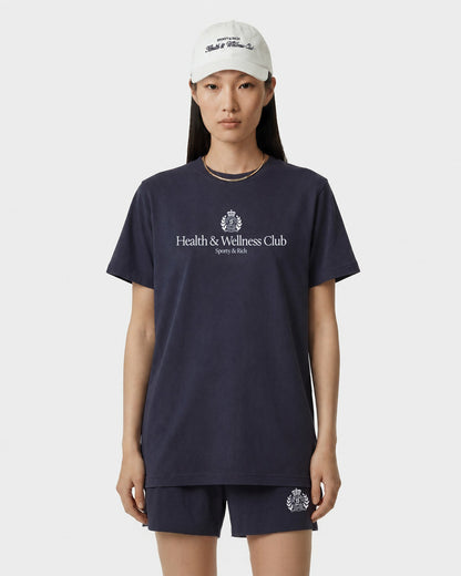 H&W Crest T-Shirt - Light Navy/White