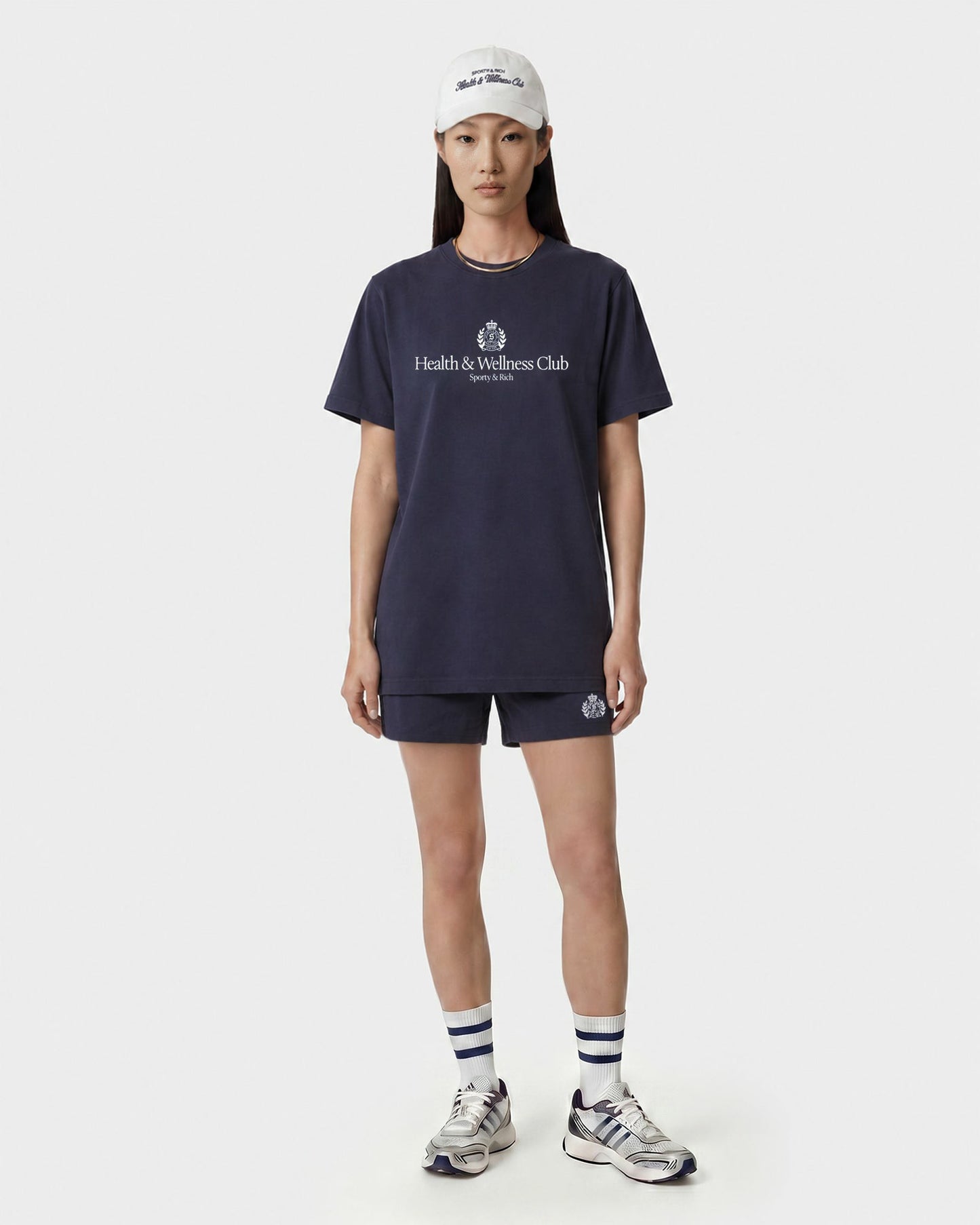 H&W Crest T-Shirt - Light Navy/White