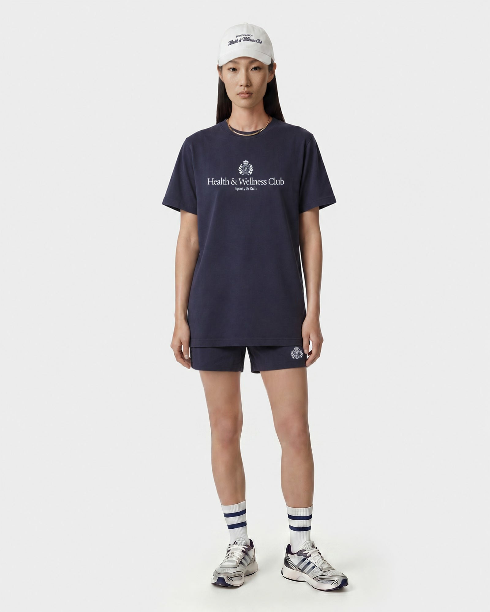 H&W Crest T-Shirt - Light Navy/White