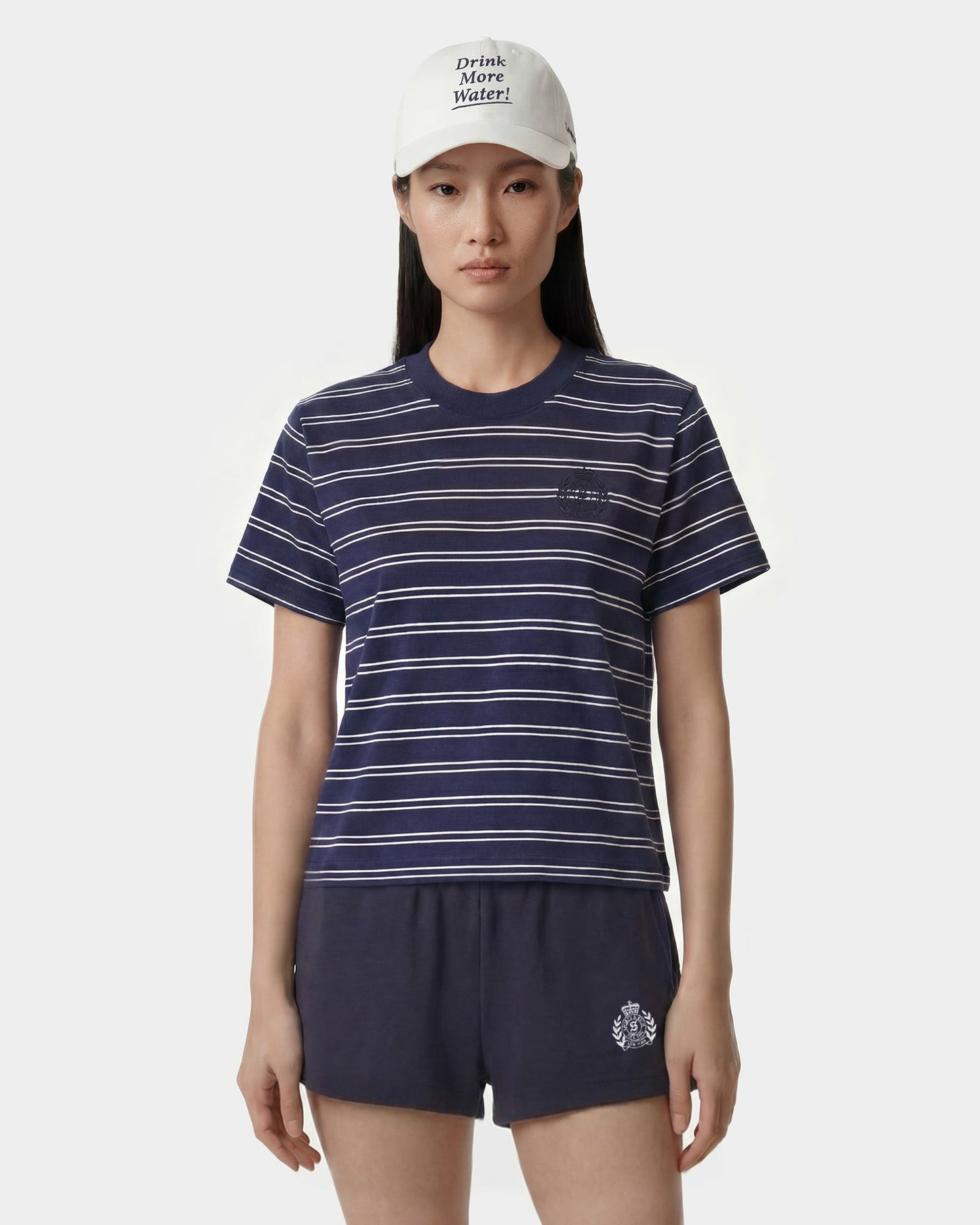 NY Crest T-Shirt - Light Navy Striped/Light Navy