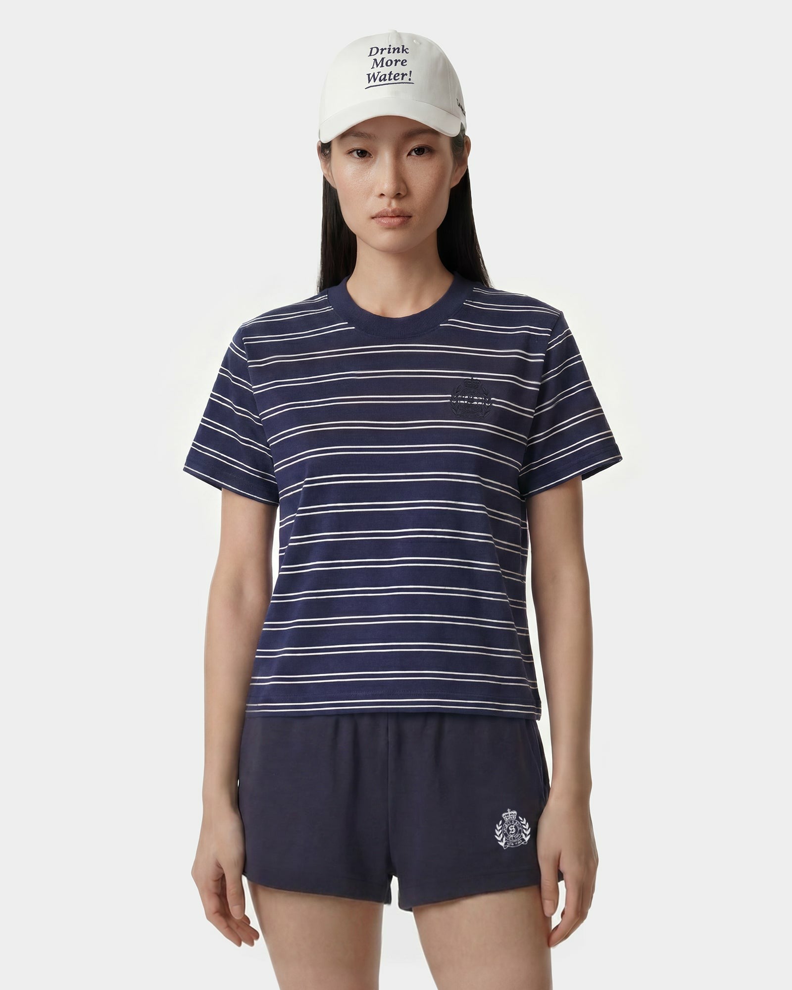 NY Crest T-Shirt - Light Navy Striped/Light Navy