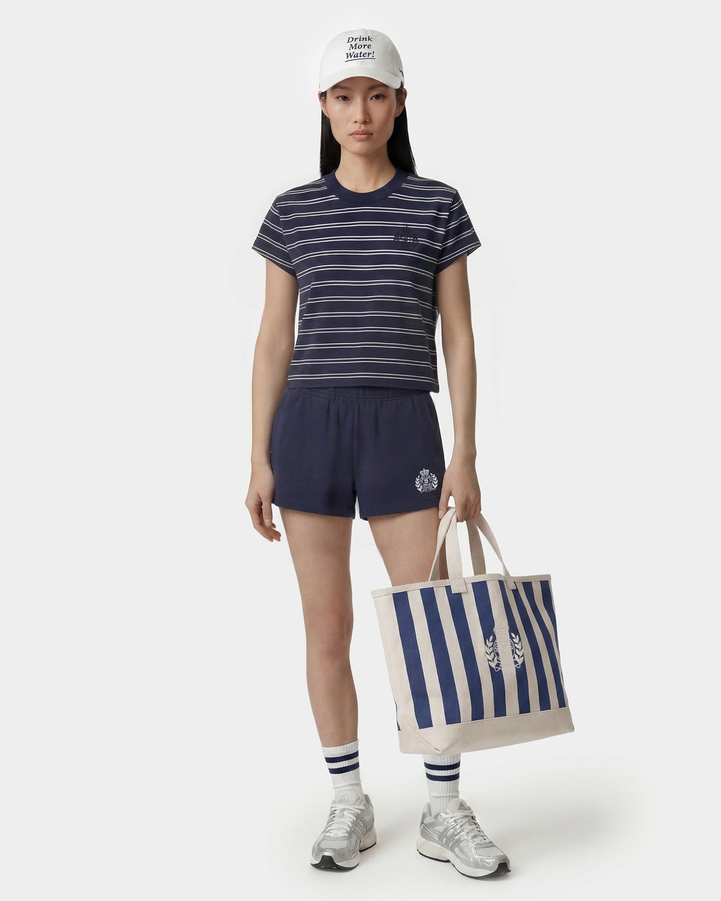 NY Crest T-Shirt - Light Navy Striped/Light Navy