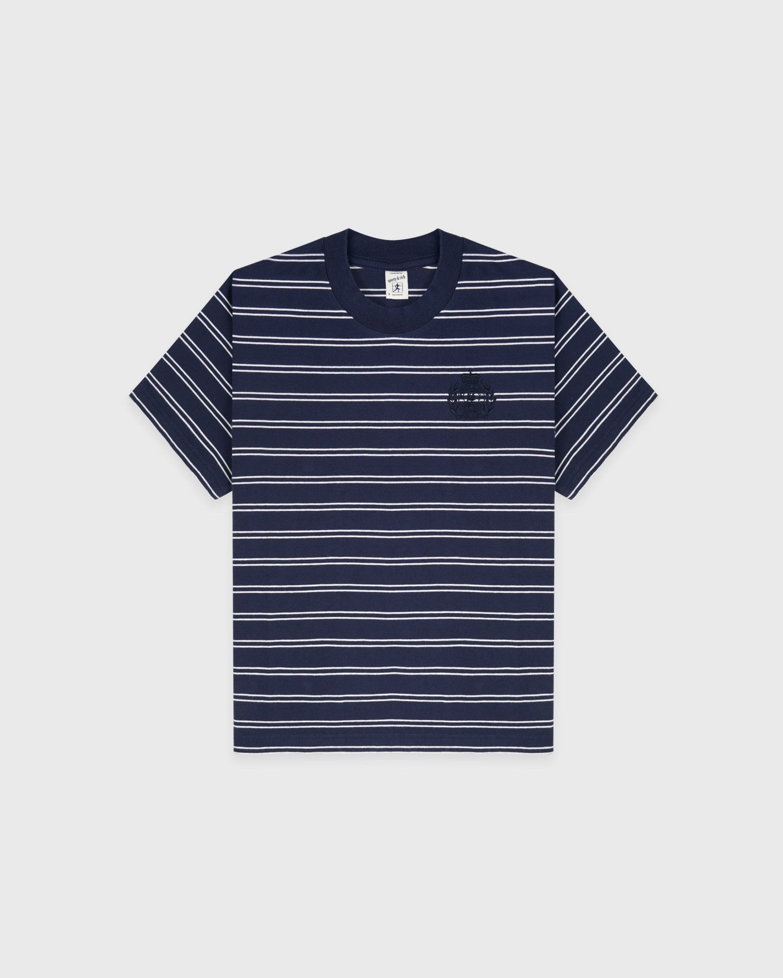 NY Crest T-Shirt - Light Navy Striped/Light Navy