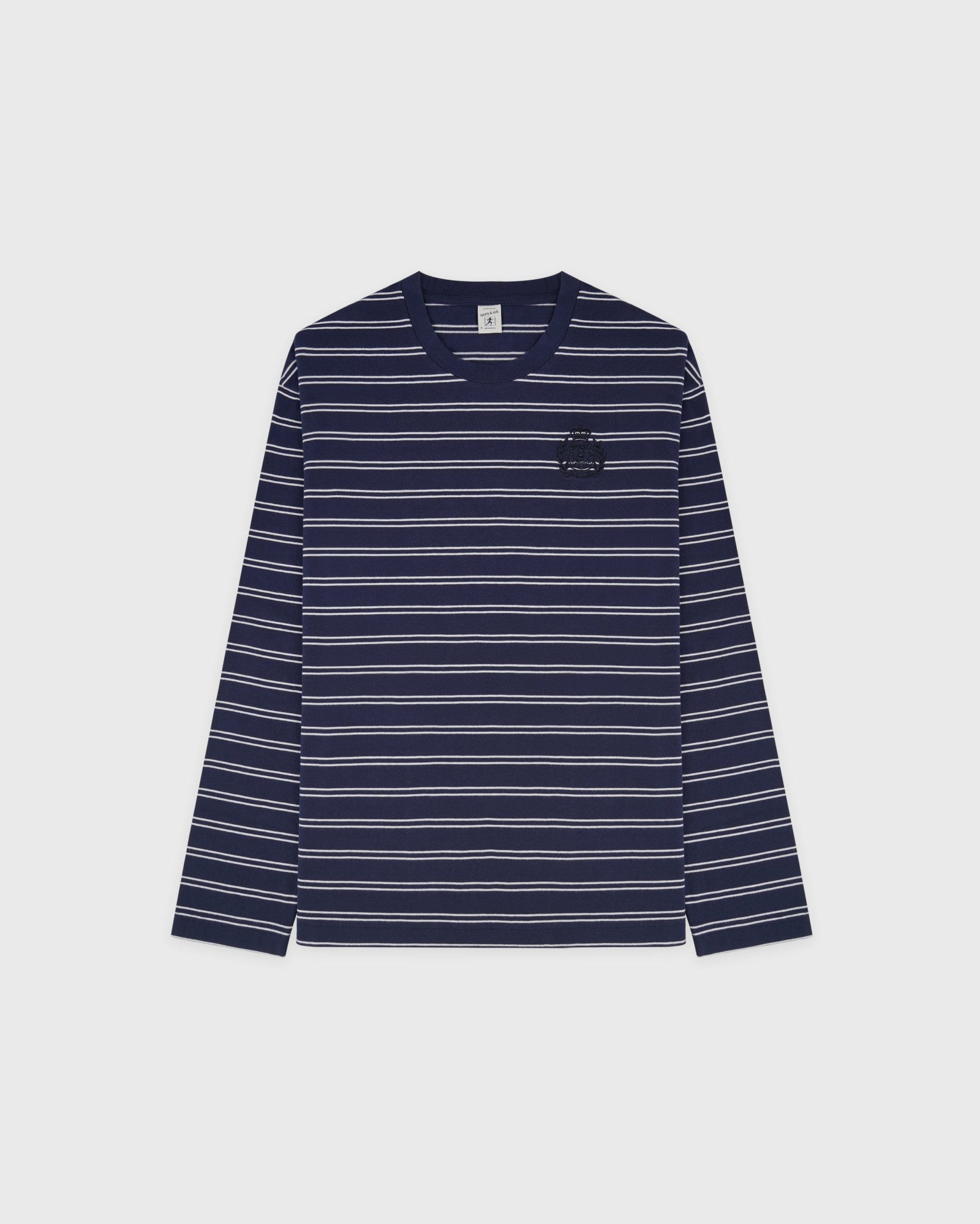 NY Crest Easy Longsleeve - Light Navy Striped/Light Navy