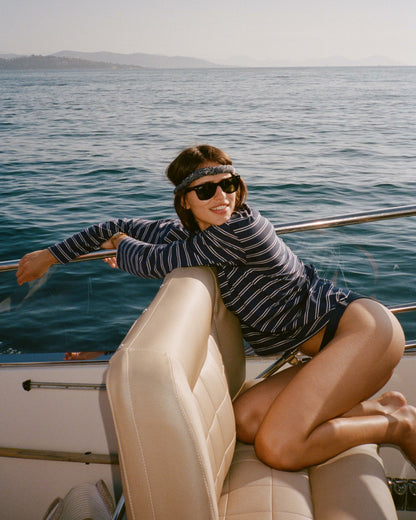 NY Crest Easy Longsleeve - Light Navy Striped/Light Navy