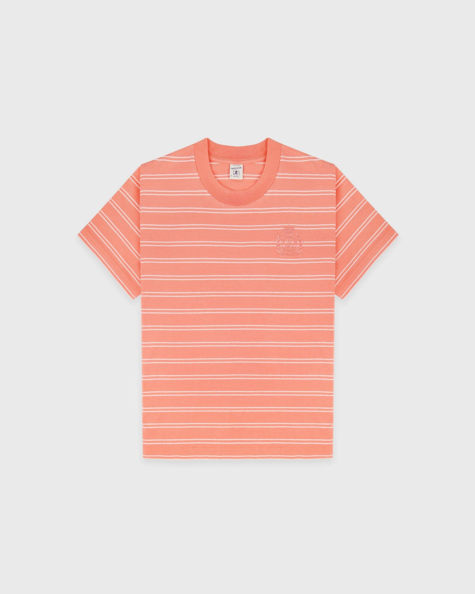 NY Crest T-Shirt - Flamingo Striped/Flamingo