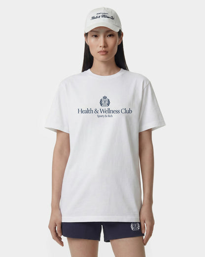 H&W Crest T-Shirt - White/Light Navy